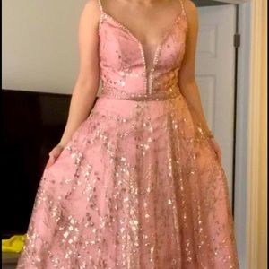 NEW Rose gold sparking A line prom dress size M